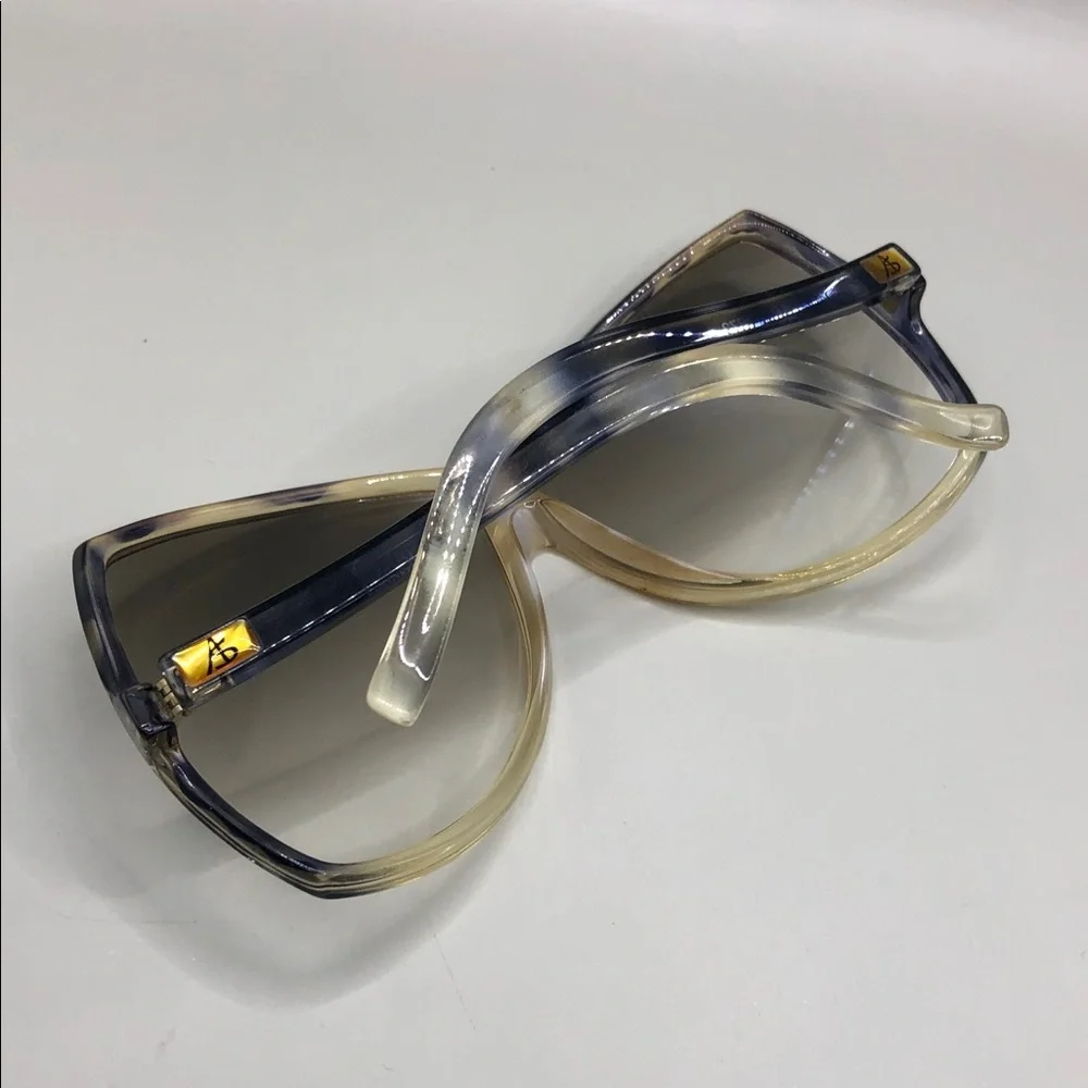 Annie Saral France Vintage Designer Oversized Sunglasses Gradient Tortoise